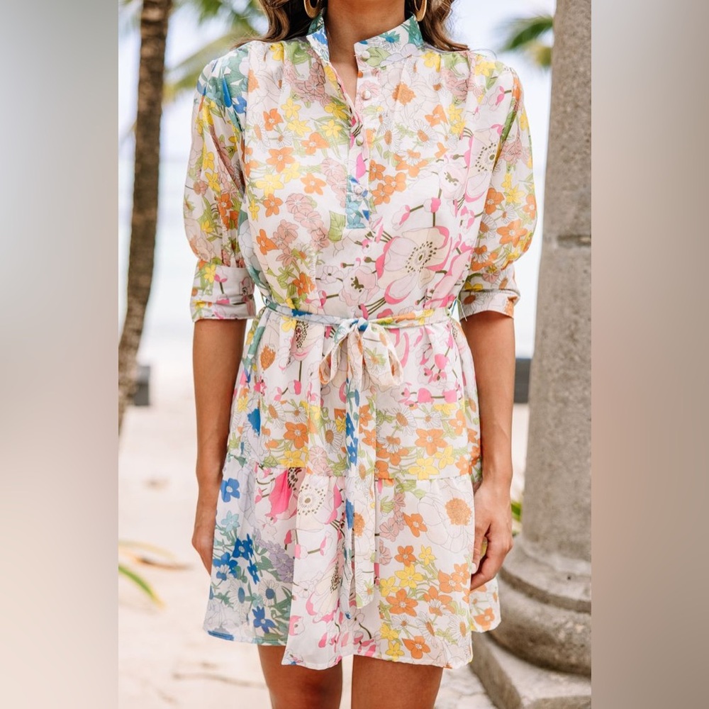 Arthur Jane Claire Floral Tiered Dress Boho Anthropologie Style Womens Size S